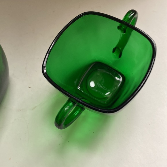 Vintage Anchor Hocking Charm forest green glass cream and sugar - Picture 5 of 6